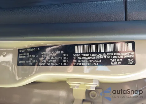 2015 Jeep Renegade Latitude from USA, damaged, VIN ZACCJBBT5FPC20038